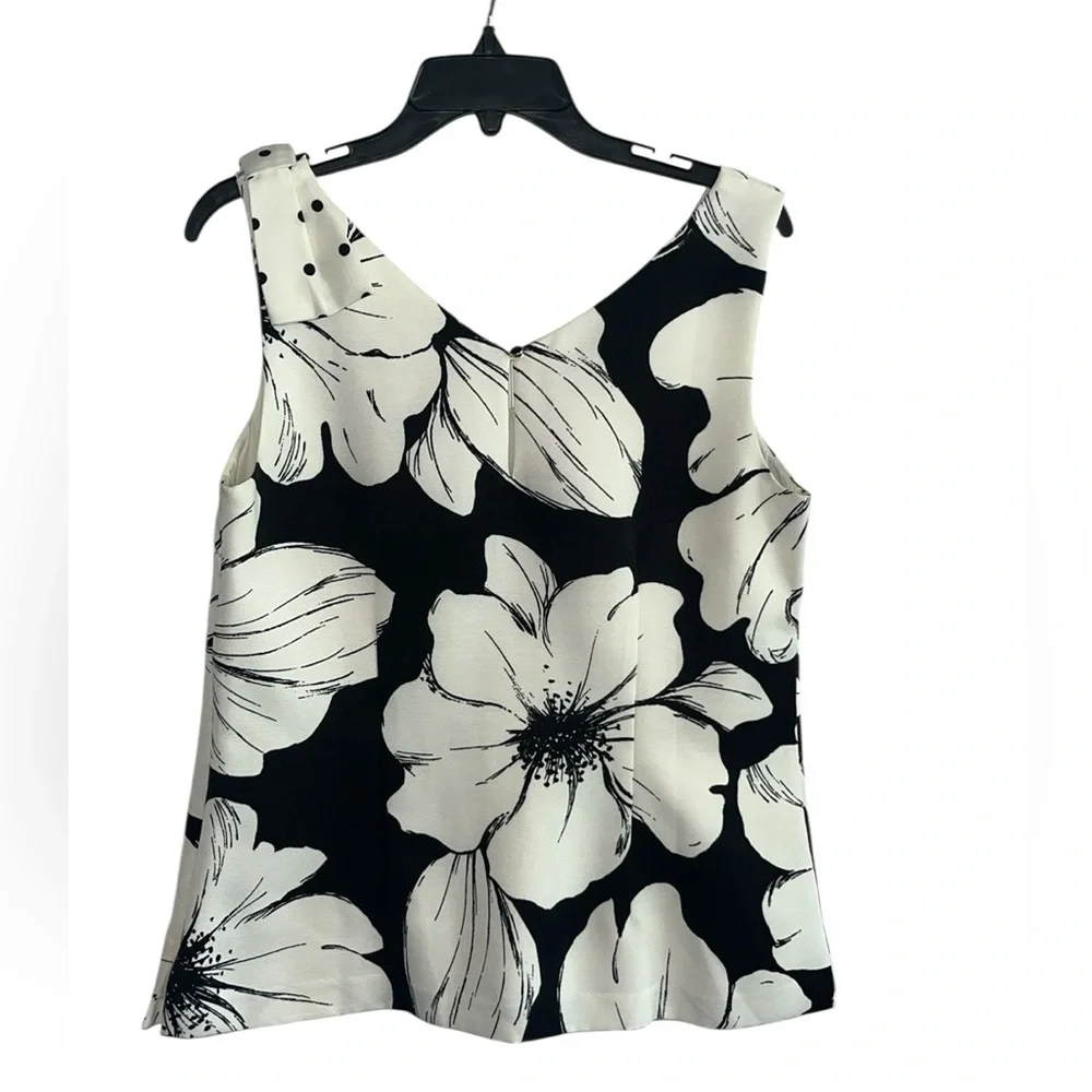 Talbots Black and White Primrose V-Neck Shell Size 6 - Picture 6 of 11